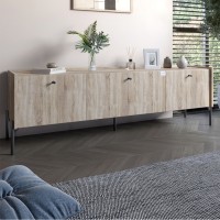 Тумба під телевізор на 3 ящики LION Wood із чорними ніжками 160х65х40 см Дуб Сонома 