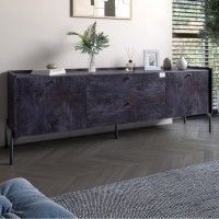 Тумба під телевізор із ящиками LION Wood із чорними ніжками 180х50х40 см Бетон темний 