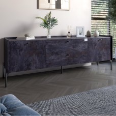 Тумба під телевізор із ящиками LION Wood із чорними ніжками 180х50х40 см Бетон темний 