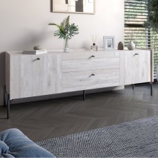 Тумба під телевізор із ящиками LION Wood із чорними ніжками 180х50х40 см Самоа Димчастий 