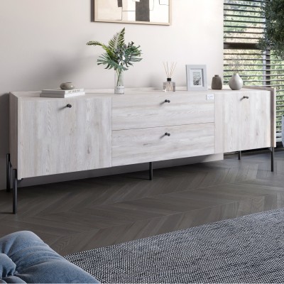 Тумба під телевізор із ящиками LION Wood із чорними ніжками 180х50х40 см Самоа Димчастий 