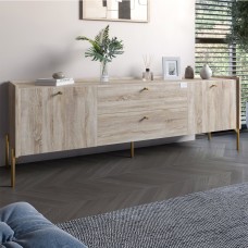 Тумба під телевізор із ящиками LION Wood із золотими ніжками 180х50х40 см Дуб Сонома 