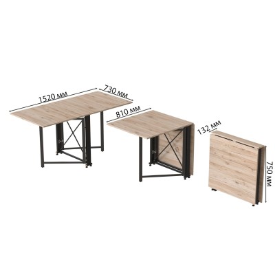 Стол-книжка трансформер Орион 2 Ferrum-decor 750x1520x730 Черный металл ДСП Дуб Сан-Марино 16 мм (FRD-104584) Стол-книжка трансформер Орион 2 Ferrum-decor 750x1520x730 Черный металл ДСП Дуб Сан-Марино 16 мм (FRD-104584)