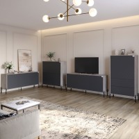 Комплект меблів для вітальні LION Амарант 4 елементи з чорними металевими ніжками Шварцвальд/Графітовий 