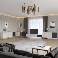 Комплект модульний для вітальні LION Грей 4 елементи з чорними металевими ніжками Бетон/Асфальт