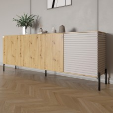 Комод в гостиную на черных металлических ножках LION Грей 204x38x76,5 см Дуб Артизан/Кашемир (LION-042624)