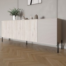 Комод в гостиную на черных металлических ножках LION Грей 204x38x76,5 см Самоа Дымчатый/Кашемир (LION-042634)