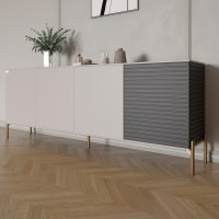 Комод на золотих металевих ніжках LION Грей 204x38x76,5 см КашемірАсфальт 