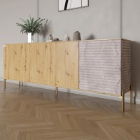 Комод на золотих металевих ніжках LION Грей 204x38x76,5 см Дуб Артизан/Камінь 