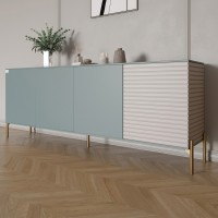 Комод на золотих металевих ніжках LION Грей 204x38x76,5 см Граніт сірий/Кашемір