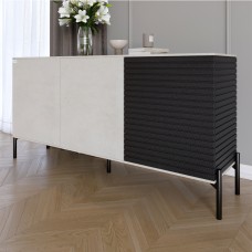 Комод закритий у вітальню на чорних металевих ніжках LION Грей Бетон Style/Асфальт 1540x380x765 