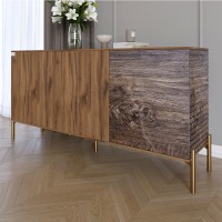 Комод закрытый в гостиную на золотых металлических ножках LION Грей 154x38x76,5 см Дуб Ливорно/Дерево (LION-041840)