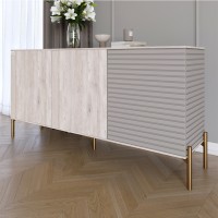 Комод закритий у вітальню на золотих металевих ніжках LION Грей 154x38x76,5 см Самоа Димчастий/Кашемір 