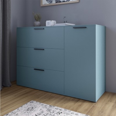 Комод LION Краш з трьома висувними ящиками та закритими поліцями Граніт сірий