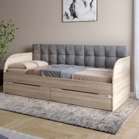 Дитяче полуторне ліжко LION Л-7 з ящиками та ламелями Лілі-95 120x200 см Дуб сонома 