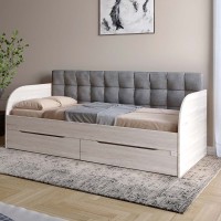 Дитяче односпальне ліжко LION Л-7 з ящиками та ламелями Лілі-95 80x190 см Самоа димчастий