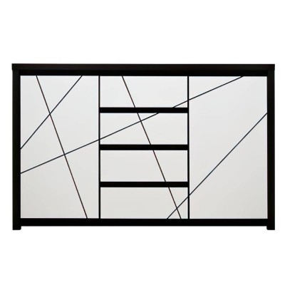 Комод в гостиную ВМК (БРВ) Каспиан МДФ KOM2D4S Венге магия/Белый снег (BRW-1730)