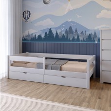 Дитяче ліжко Mebigrand Атланта Літл-2 Білий (RAL9003) 70х190 см з бортиками та ящиками (MBG-2691)