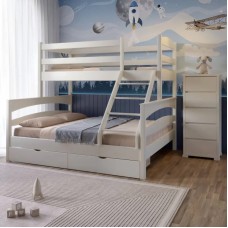 Двухъярусная детская кровать Mebigrand Чикаго Айвори 160-90х200 см с ящиками (MBG-2234)