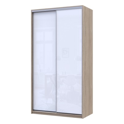 Шафа купе Сіті Лайт Слім Дуб Сонома Скло Біле 120х60х225