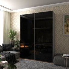 Шафа-купе дводверна Doros G-Caiser 180х60х240 см Графіт/2 Чорних Скло 