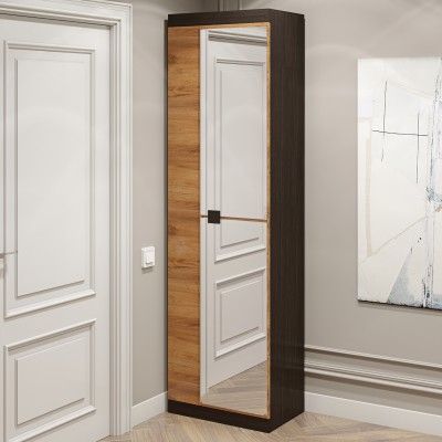 Шафа розпашна Еверест Соната-600 з зеркалом венге темний/дуб золотий крафт