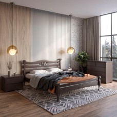 Двуспальная деревянная кровать Mebigrand Даллас Венге 160х200 см (MBG-5941)