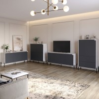 Комплект меблів для вітальні LION Амарант 4 елементи з чорними металевими ніжками Бетон/Графітовий