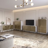 Комплект меблів для вітальні LION Амарант 4 елементи з чорними металевими ніжками Бетон/Перламутровий металік RAL-7048 