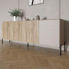 Комод в гостиную на черных металлических ножках LION Грей 204x38x76,5 см Дуб сонома трюфель/Кашемир (LION-042635)