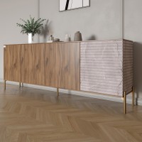 Комод на золотых металлических ножках LION Грей 204x38x76,5 см Дуб Ливорно/Камень (LION-042686)