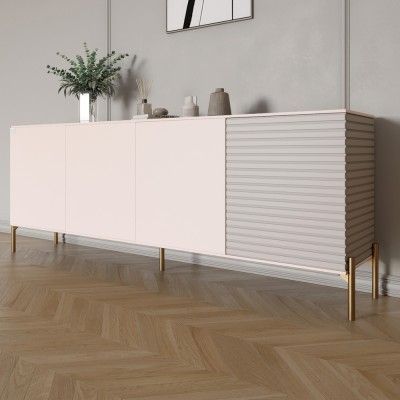 Комод на золотих металевих ніжках LION Грей 204x38x76,5 см Рожевий/Кашемір