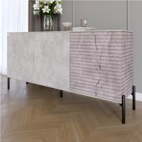 Комод закрытый в гостиную на черных металлических ножках LION Грей 154x38x76,5 см Бетон/Камень (LION-041791)