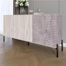 Комод закритий у вітальню на чорних металевих ніжках LION Грей 154x38x76,5 см Самоа Димчастий/Камінь 