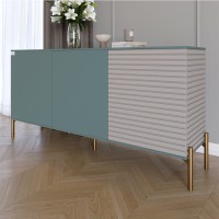 Комод закритий у вітальню на золотих металевих ніжках LION Грей 154x38x76,5 см Граніт сірий/Кашемір 