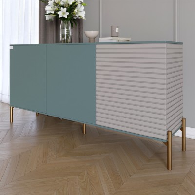 Комод закритий у вітальню на золотих металевих ніжках LION Грей 154x38x76,5 см Граніт сірий/Кашемір 