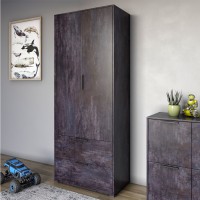 Шафа розстібна дводверна LION Краш з 2 ящиками Бетон темний 