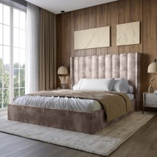 Двуспальная кровать с подъемным механизмом LION Нино 180x200 см SILK 105 Шоколадный (LION-045025)