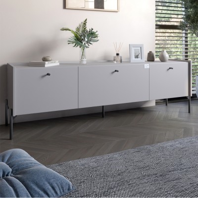 Тумба під телевізор на 3 ящики LION Wood з чорними ніжками 160х65х40 см Кашемір 
