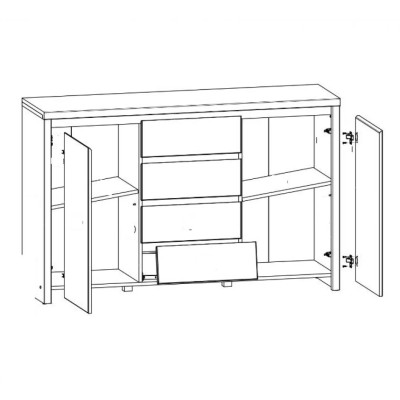 Комод в гостиную ВМК (БРВ) Каспиан МДФ KOM2D4S Венге магия/Белый снег (BRW-1730)