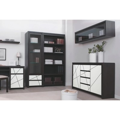 Комод в гостиную ВМК (БРВ) Каспиан МДФ KOM2D4S Венге магия/Белый снег (BRW-1730)