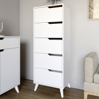 Комод високий з білими ніжками 5 ящиків М-ЗОН Борн 500 Німфея Альба