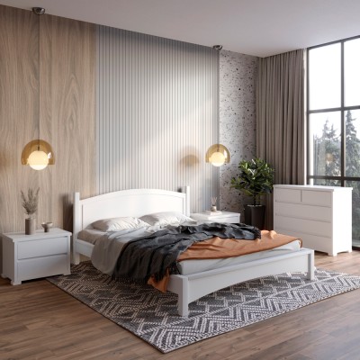 Двуспальная деревянная кровать Mebigrand Мангеттен Н Белый (RAL9003) 160х190 см (MBG-3472)