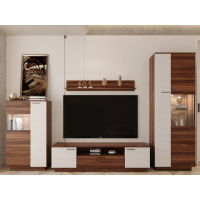 Модульна стінка для вітальні Гербор Таллі Горіх каліфорнійський/Білий