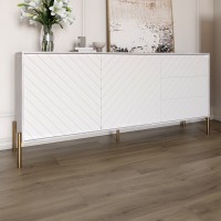 Комод с золотыми металлическими ножками LION Амарант 168x40x76,5 см Бетон/Белый (LION-041954)