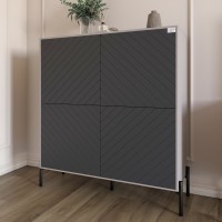 Комод-пенал із чорними металевими ніжками LION Амарант 114х40х126,5 см Кашемір/Графітовий 