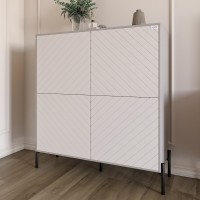 Комод-пенал із чорними металевими ніжками LION Амарант 114х40х126,5 см Кашемір/Білий