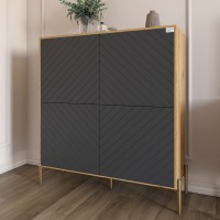 Комод-пенал із золотими металевими ніжками LION Амарант 114х40х126,5 см Дуб Артизан/Графітовий