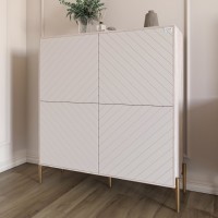 Комод-пенал із золотими металевими ніжками LION Амарант 114х40х126,5 см Самоа Димчастий/Білий 