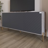 Тумба под телевизор с золотыми металлическими ножками LION Амарант 168x40x76,5 см Шварцвальд/Графитовый (LION-043087)